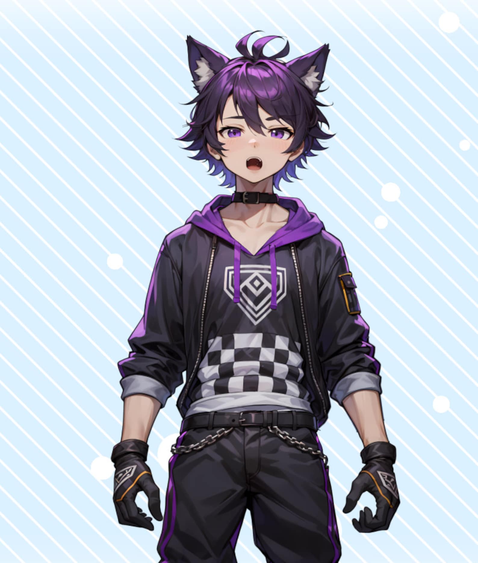 VTuber - Chico lobo morado / live2d / Animal / Streamer / Lobo / Modelo ...
