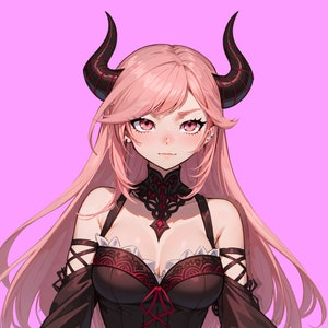 VTuber - Rose Succubus Girl for vtube studio as a cute Pink, Red full body vtuber demon goth girl live2d model image 7
