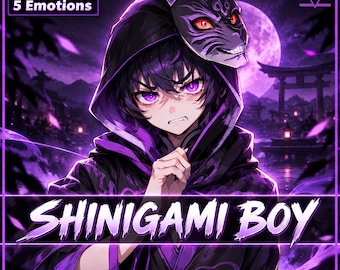PNGTuber - Shinigami Boy with 5 Expressions ready to go. Good For streaming as a 2D Male pngtuber