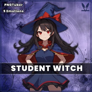 PNGTuber Student Witch Girl 2D premade pngtuber girl png model asset tuberdesigns for veadotube, twitch, discord