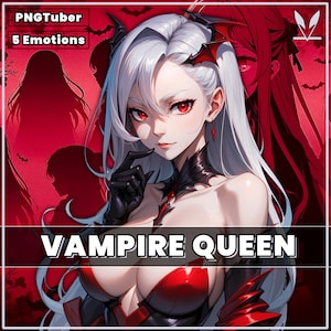 PNGTuber: Vampire Queen met 5 expressies, klaar voor gebruik. Goed voor streaming als 2D-meisje pngtuber