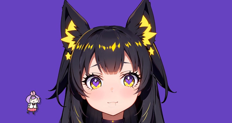 Modelo VTuber Live2d prefabricado Chica gato sombra para vtube studio como un lindo animal vtuber de cuerpo completo amarillo y azul oscuro para uso comercial femenino imagen 2