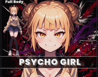 VTuber - Yandere Psycho Girl for vtube studio as a cute Pink, Red full body vtuber cute crazy girl live 2d model