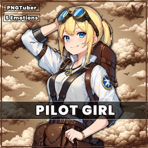 PNGTuber Avian Forscher Girl 2D vorgefertigtes Modell mit 5 Emotionen für Live-Streaming Veadotube | Blond| Abenteurer | pngtuber