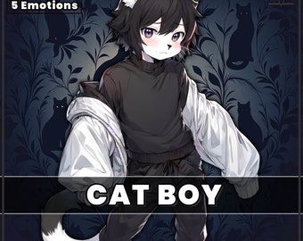 Furry Cat Boy PNGTuber Model | 5 Emotions, Veadotube Ready