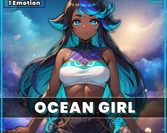 VTuber - Ocean Girl for vtube studio as a cute blue vtuber tan girl live2d model