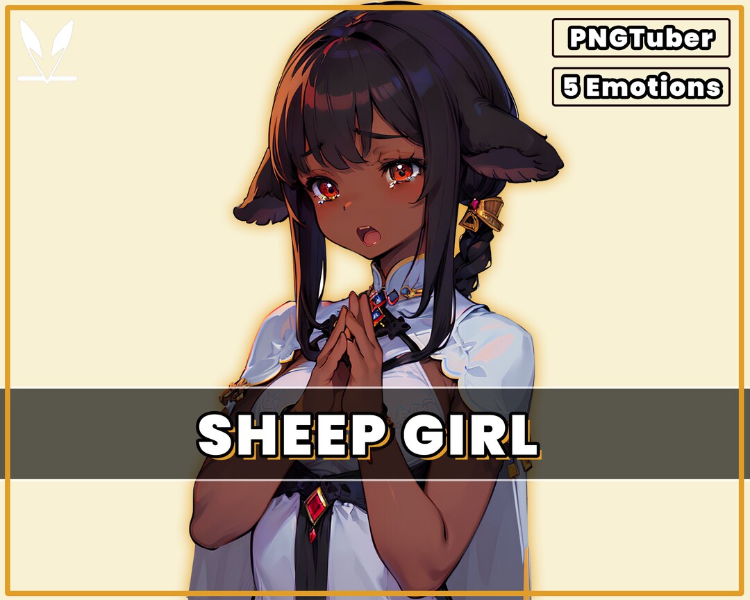 Pngtuber Cute Sheep Girl 5 Expressions Premade Animal Etsy