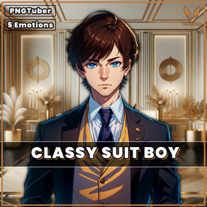 PNGTuber Classy Suit Boy with 5 Emotions elegant premade pngtuber male png model asset tuberdesigns veadotube