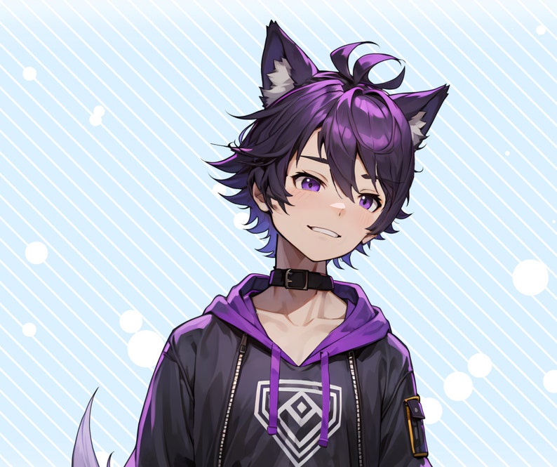 Vtuber - Purple Wolf Boy | Live2d | Animal | Streamer | Wolf | Animal ...