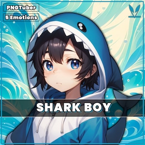 PNGTuber - Shark Boy with 5 Expressions ready to go. Good For streaming as a 2D Male pngtuber