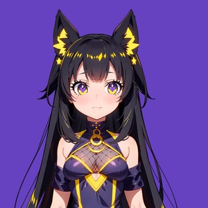 Modelo VTuber Live2d prefabricado Chica gato sombra para vtube studio como un lindo animal vtuber de cuerpo completo amarillo y azul oscuro para uso comercial femenino imagen 7