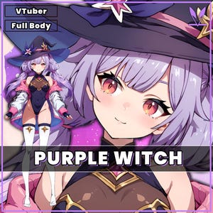 Premade VTuber Model: Purple Witch Girl, Full Rigged Live2D