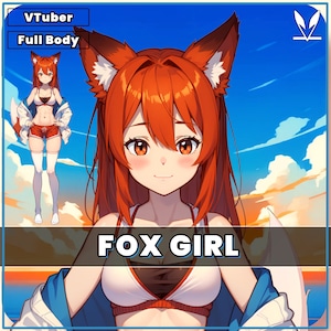 VTuber - Red Fox Girl for vtube studio as a cute ginger, red full body vtuber animal anime girl live2d model