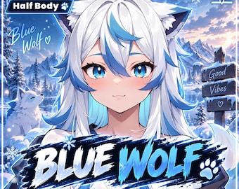 Blue Wolf VTuber, modello predefinito completamente animato, VTube Studio