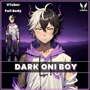 Premade VTuber model male - Dark Oni Boy for vtube studio as a cool full body vtuber male 2d vtuber