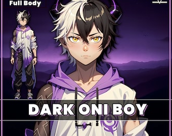 Vorgefertigter 2D VTuber Dark Oni Model für vtube studio als coolen Ganzkörper vtuber männlich