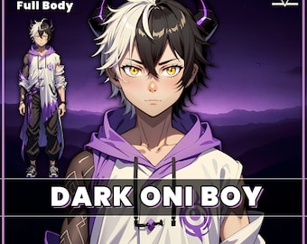 Premade VTuber model male - Dark Oni Boy for vtube studio as a cool full body vtuber male 2d vtuber