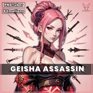 PNGTuber - Geisha Assassin with 5 Expressions ready to go. Good For streaming as a 2D Girl pngtuber