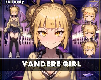 VTuber - Yandere Psycho Girl for vtube studio as a cute Pink, Red full body vtuber cute crazy girl live2d model