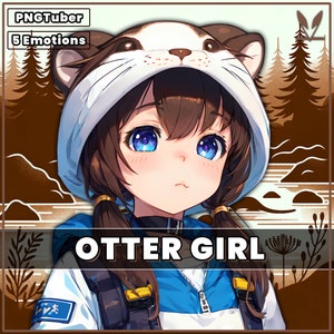 PNGTuber Otter Girl 2D premade model with 5 Emotions for live streaming | Veadotube | Animal | Cute | Twitch | pngtuber