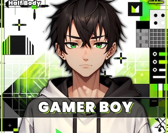 Male premade VTuber model - Gamer Boy for vtube studio as a cool customizable colored full body vtuber male 2d vtuber