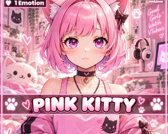 Pink Kitty Girl Live2D VTuber Model – Commercial Use