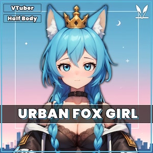 VTuber - Urban Fox Girl for vtube studio as a blue vtuber fox cat girl live2d model
