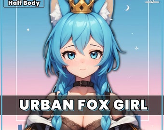 VTuber - Urban Fox Girl for vtube studio as a blue vtuber fox cat girl live2d model