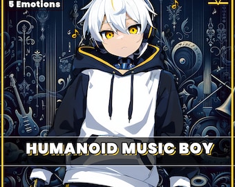 PNGTuber - Humanoid Music Boy | 5 Expressions | Male | Premade | Robot | 2D Model Assets | Veadotube | male pngtuber
