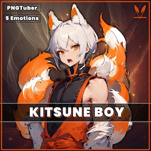 PNGTuber - Cute Kitsune Boy | 5 Expressions | Animal | Streamer | Ninetails | Animal Model | Veadotube | pngtuber | Male