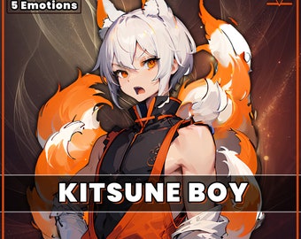 PNGTuber - Cute Kitsune Boy | 5 Expressions | Animal | Streamer | Ninetails | Animal Model | Veadotube | pngtuber | Male