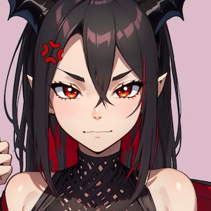 VTuber - Mörk Succubusflicka för vtube studio som en het svart, röd helkropps vtuber demon goth tjej live2d-modell bild 7