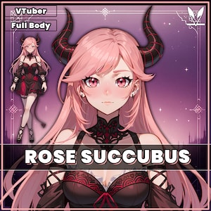 VTuber - Rose Succubus Girl voor vtube-studio als een schattig roze, rood full body vtuber demon gothic girl live2d-model
