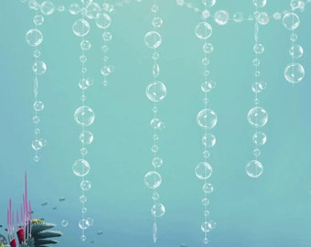 Bubble Garland Streamers Set of 4 — Under the Sea Mermaid Party Decorations — Birthday Party Hanging Decor 6ft Streamers