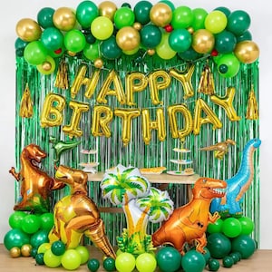 Dinosaur Birthday Backdrop and Decorations