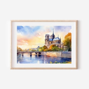 Notre Dame Painting, Church Wall Art, Paris Wall Décor, Religious Art, Paris, France, Church Home Décor, Christian Art, Instant Download