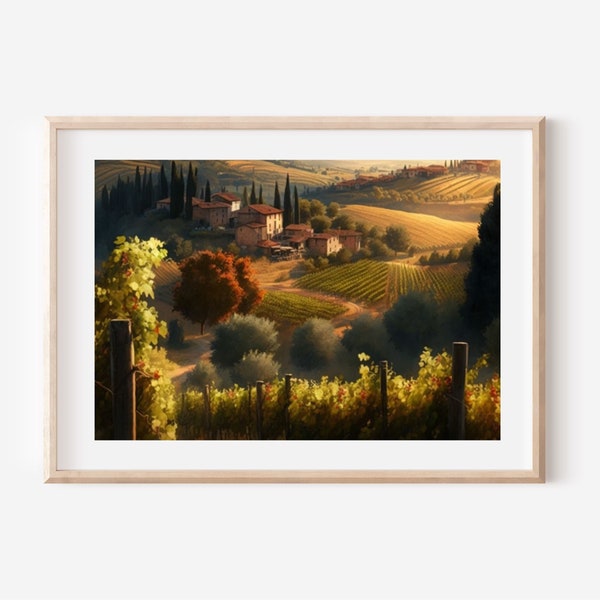 Tuscany Painting Art Print, Wall Art, Digital Print, Home Decor