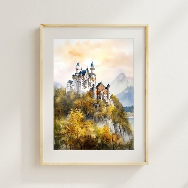 Neu Schwanstein Castle, Wall Art, Wall Art Digital Print, Travel Prints, Art Prints, Travel Gifts, Instant Download