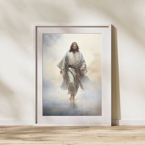 Jesus Walking on Water, Set of 2 Art Prints, Bible Art, Scripture Painting, Jesus Wall Art, Wall Art Digital Print, Instant Download
