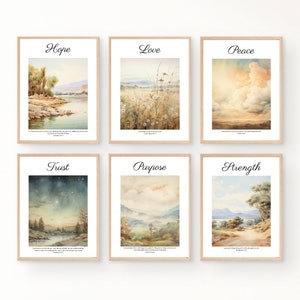 Christian gallery Wallart, Wallart Set of 6, Bible Art, Scripture Wall Art, Wall Art Digital Print, Bible Verses, Christian Wall Art