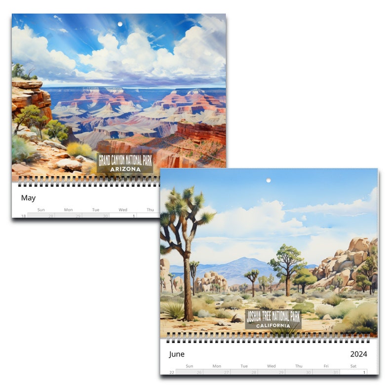 2024 National Parks Wall Calendar, National Parks Art, 2024 Wall