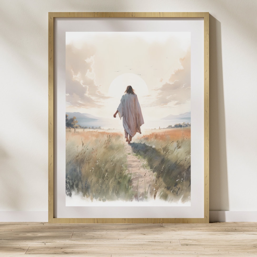 Vintage Jesus Art, Jesus Walking Art, Bible Art, Christian Art, Jesus ...