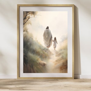 Follow Me Jesus, Jesus Walking Art, Bible Art, Christian Art, Jesus Painting, Picture of Christ, Wall Art Digital Print, Instant Download