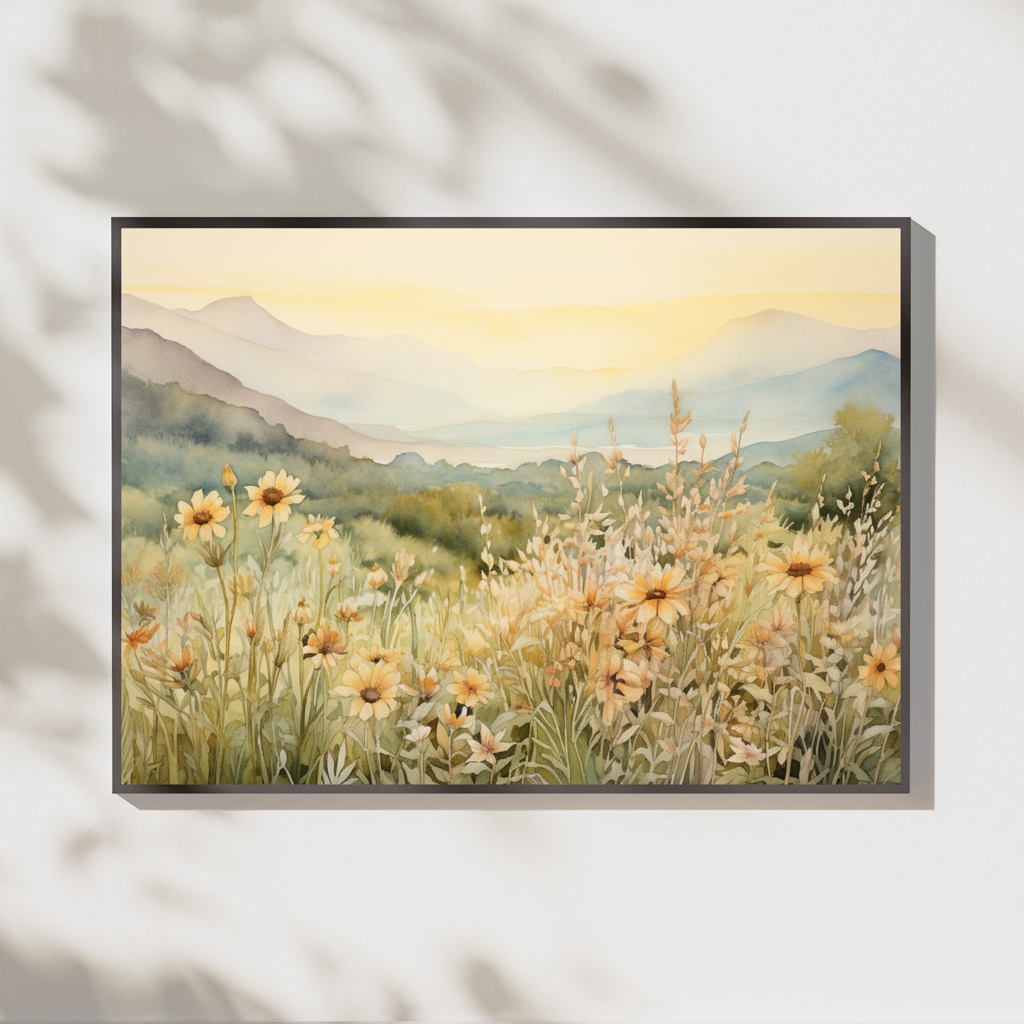 Wandbild Wildblumenfeld – 30,5 X 40,6 Cm, Gerahmte Leinwand, Vintage-Landschaft Für Zuhause