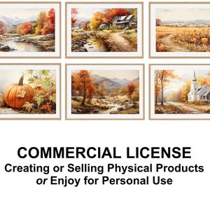 8 Autumn Fall Digital Art Prints, Commercial License,  for Small Shops & POD, Printable Fall Wall Art, Product License
