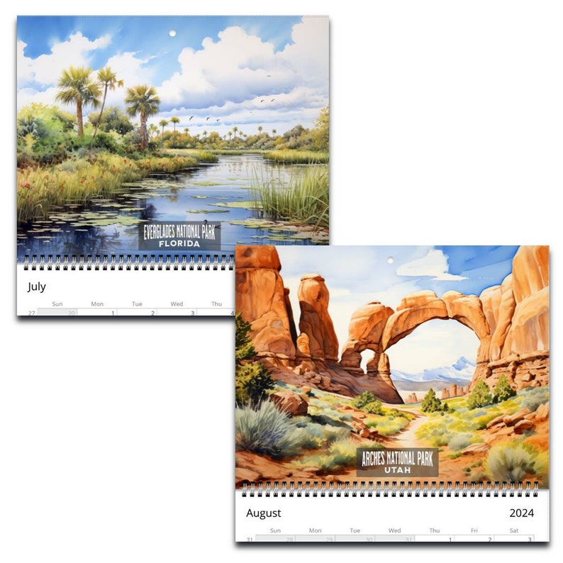 2024 National Parks Wall Calendar, National Parks Art, 2024 Wall