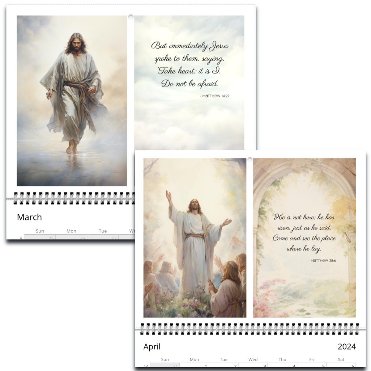 Jesus Art & Scripture Wall Calendar, Jesus Calendar, 2024 Wall Calendar