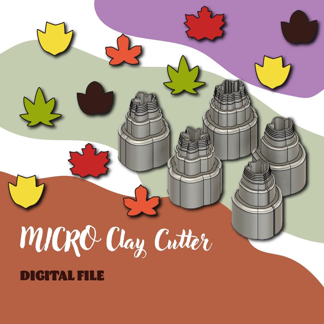 MICRO Autumn Leaves | Digital STL File, Polymer Clay Cutter, Autumn ...