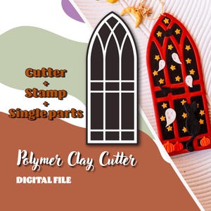 Gothic Window Bookmark Clay Cutter | Digital STL File, Polymer Clay Cutter, Autumn, Halloween Collection