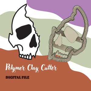 Crushed Skull | Digital STL File, Polymer Clay Cutter, Creepy, Halloween Collection, Autumn
